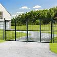 ID MARKET - Portillon de jardin double porte 315 x 150 cm en acier vert avec serrure et poignée - vignette