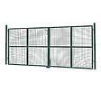 ID MARKET - Portillon de jardin double porte 315 x 150 cm en acier vert avec serrure et poignée - vignette