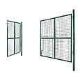ID MARKET - Portillon de jardin double porte 315 x 150 cm en acier vert avec serrure et poignée - vignette