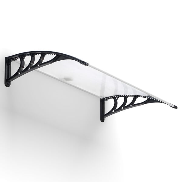 ID MARKET - Auvent de porte marquise d'accueil 80 x 120 CM à LED solaire polycarbonate - large