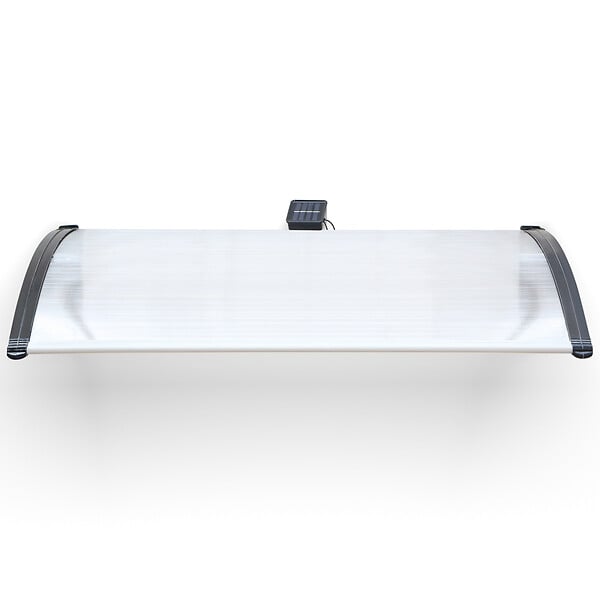 ID MARKET - Auvent de porte marquise d'accueil 80 x 120 CM à LED solaire polycarbonate - large