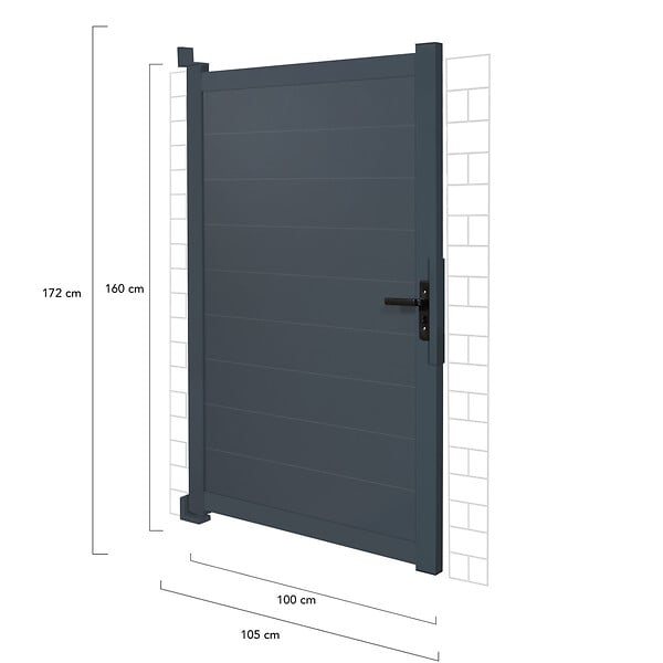 ID MARKET - Portillon 100x160 cm en aluminium gris anthracite - large