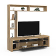 ID MARKET - Ensemble meuble TV et étagères 170 cm MALO bois et placard noir - vignette