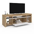 ID MARKET - Meuble TV 140 cm MALO bois et placard blanc - vignette