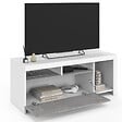 ID MARKET - Meuble TV 110 cm MALO blanc et placard effet béton - vignette