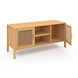 ID MARKET - Meuble TV 110 cm EDHEN 2 portes bois et cannage - vignette