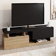 ID MARKET - Meuble TV 140 cm ANGULO 2 portes effet bois et noir - vignette