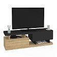 ID MARKET - Meuble TV 140 cm ANGULO 2 portes effet bois et noir - vignette