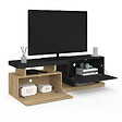 ID MARKET - Meuble TV 140 cm ANGULO 2 portes effet bois et noir - vignette