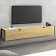 ID MARKET - Meuble TV 180 cm suspendu DETROIT 2 portes design industriel - vignette