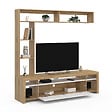 ID MARKET - Ensemble meuble TV et étagères 170 cm MALO bois et placard blanc - vignette
