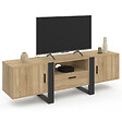 ID MARKET - Meuble TV 160 cm PHOENIX avec rangements bois et noir - vignette