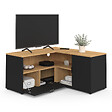 ID MARKET - Meuble TV 90 x 90 cm d'angle BALTAZAR façon hêtre et noir - vignette