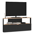 ID MARKET - Meuble TV 100 cm d'angle ELI bois façon hêtre et noir - vignette