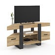 ID MARKET - Meuble TV 110 cm d'angle PHOENIX avec tiroir bois et noir - vignette