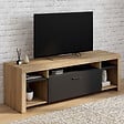 ID MARKET - Meuble TV 140 cm MALO bois et placard noir - vignette