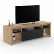 ID MARKET - Meuble TV 140 cm MALO bois et placard noir - vignette