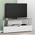 ID MARKET - Meuble TV 100 cm d'angle ELI bois façon hêtre et blanc - vignette