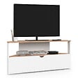 ID MARKET - Meuble TV 100 cm d'angle ELI bois façon hêtre et blanc - vignette