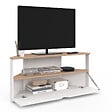 ID MARKET - Meuble TV 100 cm d'angle ELI bois façon hêtre et blanc - vignette