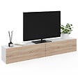 ID MARKET - Meuble TV 180 cm suspendu ELIO 2 portes blanc et bois - vignette