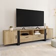 ID MARKET - Meuble TV 200 cm PHOENIX 2 portes 2 tiroirs bois et noir - vignette