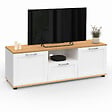 ID MARKET - Meuble TV 110 cm VITO avec tiroir et niche blanc et bois - vignette