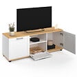 ID MARKET - Meuble TV 110 cm VITO avec tiroir et niche blanc et bois - vignette