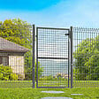 ID MARKET - Portillon de jardin 105 x 125 cm en acier gris anthracite avec serrure et poignée - vignette