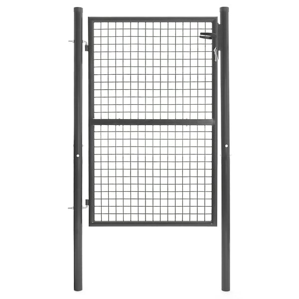 ID MARKET - Portillon de jardin 105 x 125 cm en acier gris anthracite avec serrure et poignée - large