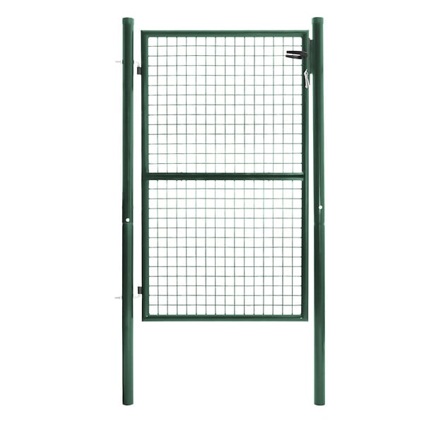 ID MARKET - Portillon de jardin 105 x 150 cm en acier vert avec serrure et poignée - large