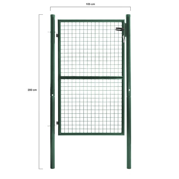 ID MARKET - Portillon de jardin 105 x 150 cm en acier vert avec serrure et poignée - large
