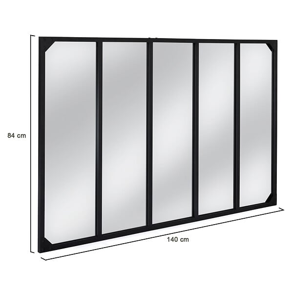 ID MARKET - Miroir verrière 5 bandes design industriel 140x84 cm - large