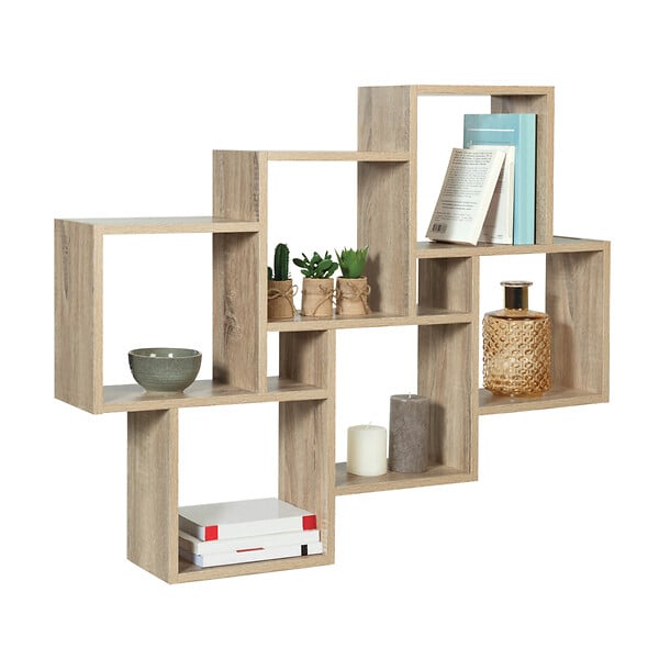 ID MARKET - Etagère murale double position LUCAS bois façon hêtre - large