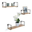 ID MARKET - Lot de 3 étagères murales LILY bois et métal design industriel - vignette