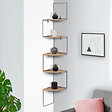 ID MARKET - Etagère murale d'angle ISA 5 niveaux bois et métal design industriel - vignette