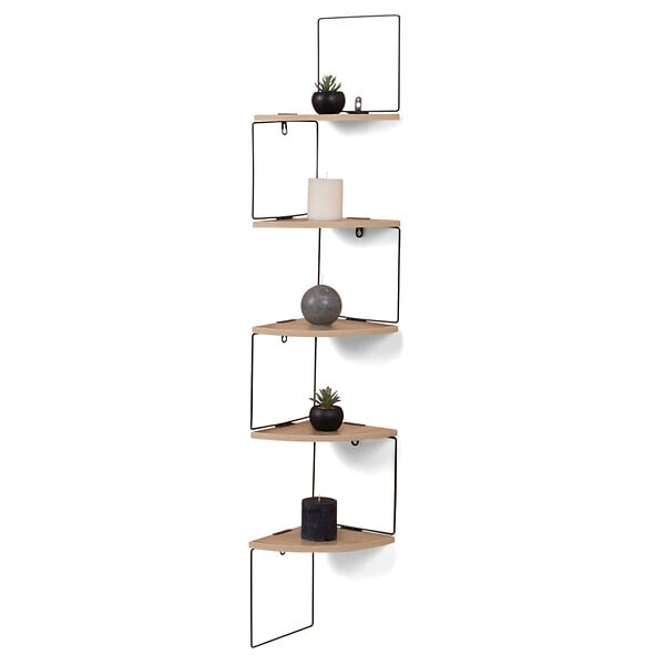 ID MARKET - Etagère murale d'angle ISA 5 niveaux bois et métal design industriel - large