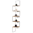 ID MARKET - Etagère murale d'angle ISA 5 niveaux bois et métal design industriel - vignette