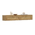 ID MARKET - Etagère murale console d'entrée HANAE 2 tiroirs effet naturel cannage - vignette