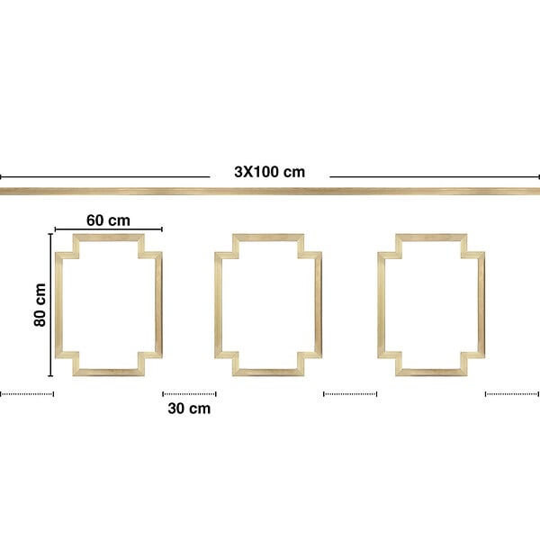 99DECO - Kit de 3 moulures murales en bois - Pin des Landes - Prêt à coller et peindre - Salomé - 3 mètres - Fabrication française - large