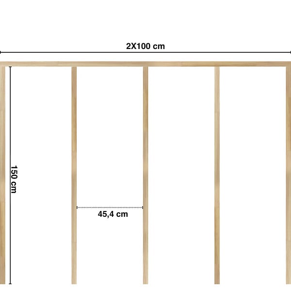 99DECO - Kit de moulures murales en bois à 5 tasseaux de 150 cm - Pin des Landes - Prêt à coller et peindre - Gabrielle - 2 mètres - Fabrication française - large
