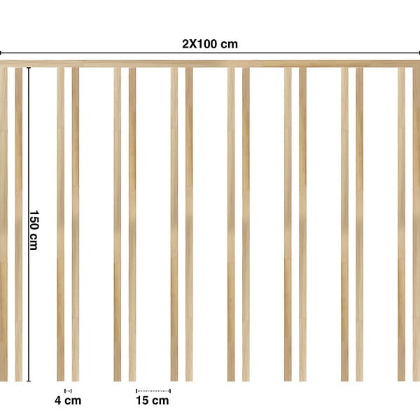 99DECO - Kit de moulures murales en bois à 16 tasseaux de 150 cm - Pin des Landes - Prêt à coller et peindre - Iris - 2 mètres - Fabrication française - large