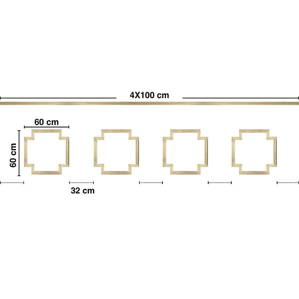 99DECO - Kit de 4 moulures murales en bois - Pin des Landes - Cimaises, prêtes à coller et peindre - Ambre - 4 mètres - Fabrication française - large