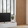 ID MARKET - Panneaux acoustiques en tasseaux de bois 240 x 60 cm effet chêne clair et noir - vignette