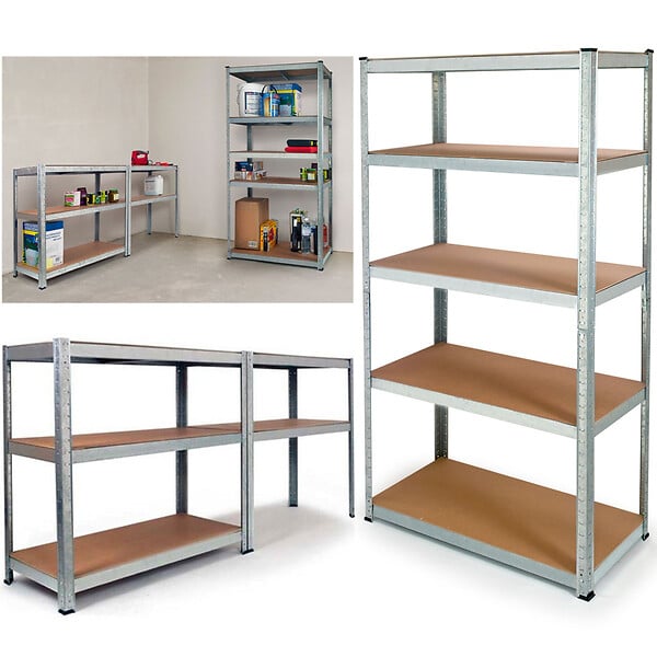 ID MARKET - Etagère modulable charges lourdes en métal 5 plateaux - large
