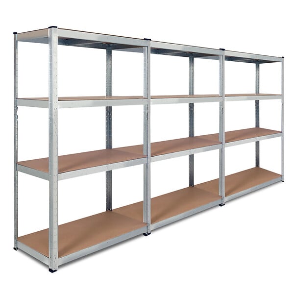 ID MARKET - Lot de 3 étagères modulables charges lourdes en métal 12 plateaux - large