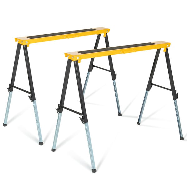 ID MARKET - Lot de 2 tréteaux télescopiques pliables large plateau antiglisse - large