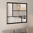 ID MARKET - Verrière atelier géométrique L. 93 x H. 108 cm en métal noir et verre trempé - vignette