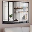 ID MARKET - Verrière atelier 5 vitrages L. 150 x H.108 cm en métal noir et verre trempé - vignette