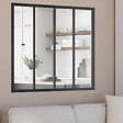 ID MARKET - Verrière atelier 4 vitrages L. 116 x H.108 cm en métal noir et verre trempé - vignette
